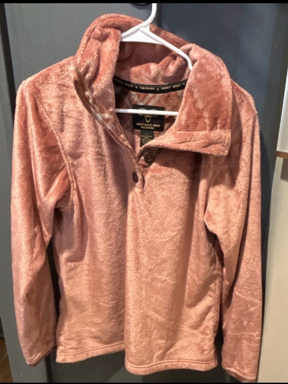 Women's Plush Hooded Pullover Jacket in Dusty Pink